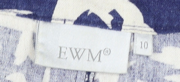 EWM Women Blue A-Line Midi Skirt Size 10 Cotton Blend