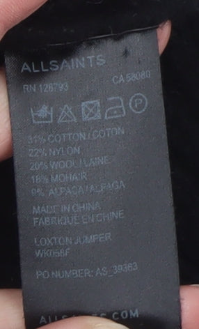 AllSaints Men's Black Wool Blend Chunky Knit Jumper Size S