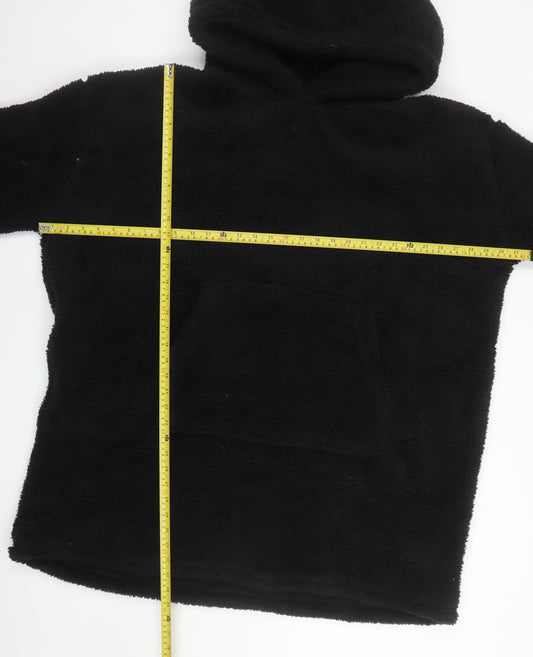 Huggable Hoodie Womens Black Fleece Oversized Hooded Robe One Size
