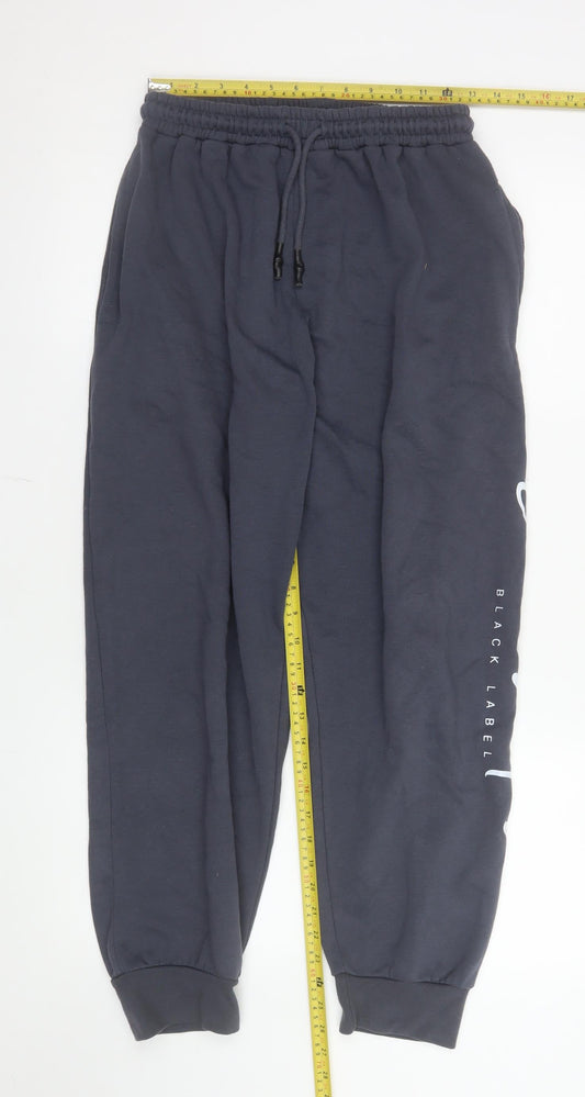 Crosshatch Men's Blue Jogger Sweatpants L Elastic Waist Fleece