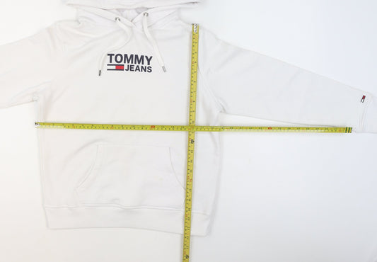 Tommy Jeans Men’s White XS Pullover Hoodie with Logo Detail