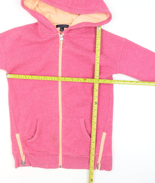 Tommy Hilfiger Girls Pink Full Zip Hoodie Size 8-10 Years Cotton Blend