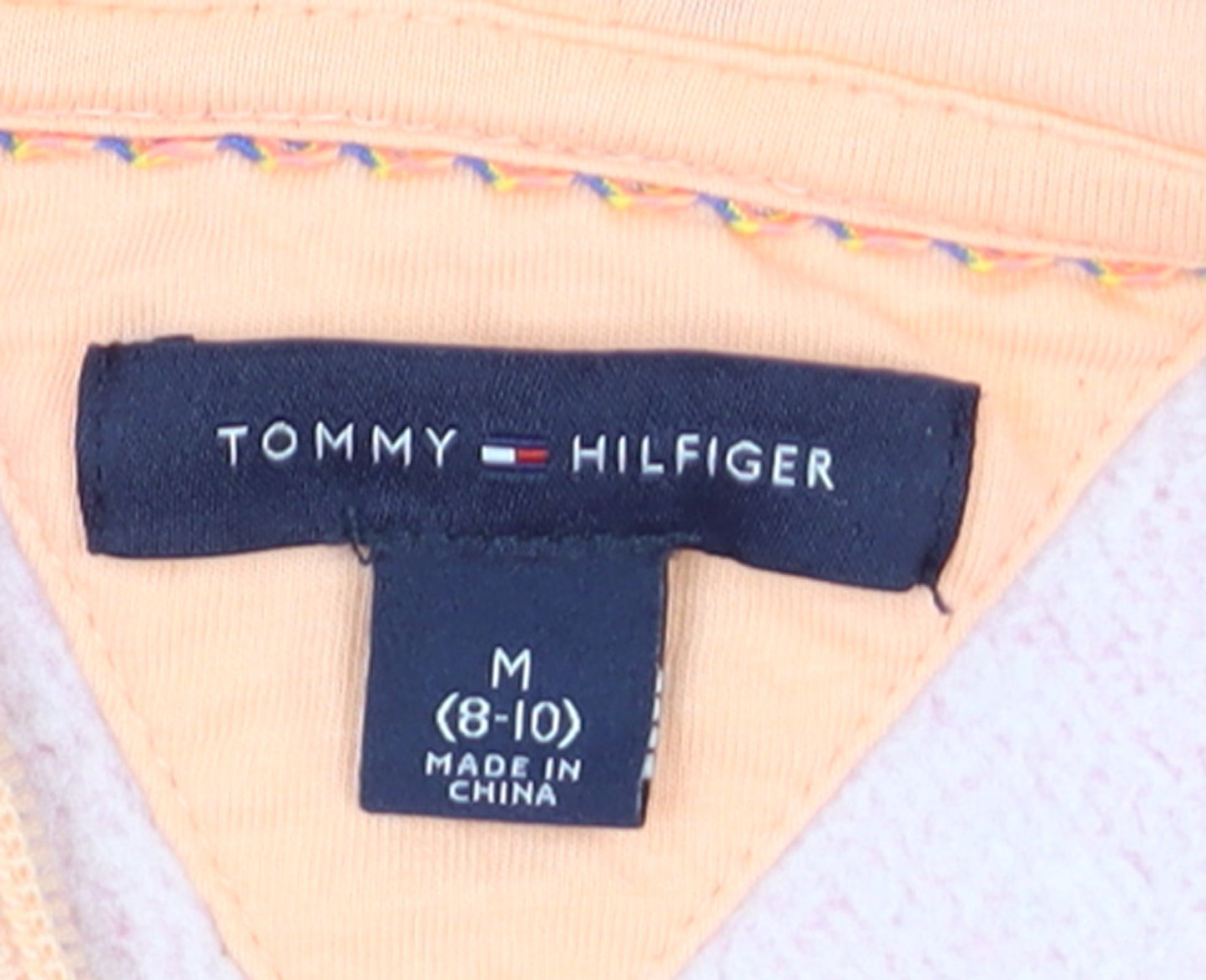 Additional view of Tommy Hilfiger girls’ pink full zip hoodie, size 8-10, years cotton blend