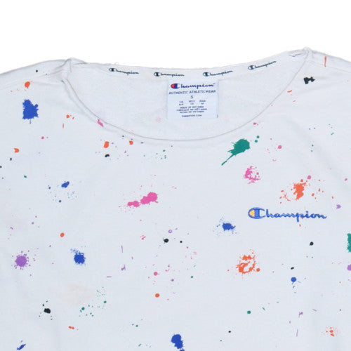 Champion Women's White Multicoloured Paint Splatter Pullover Sweatshirt Size S