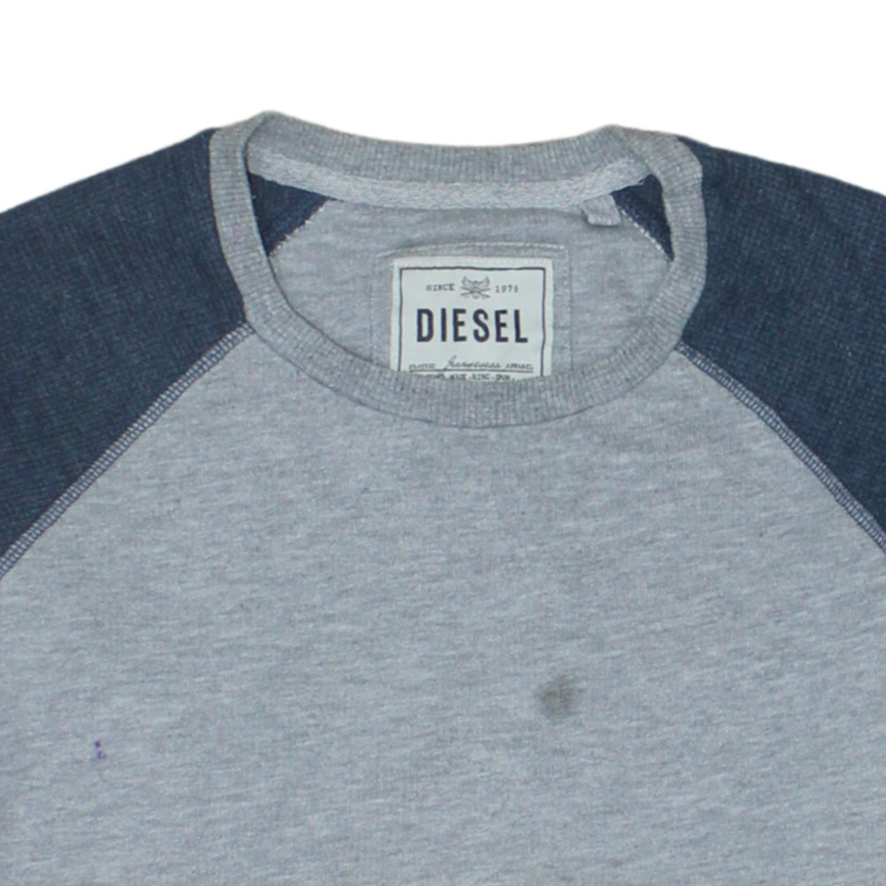 Diesel Mens Grey Blue Long Sleeve Crew Neck Pullover Sweatshirt L