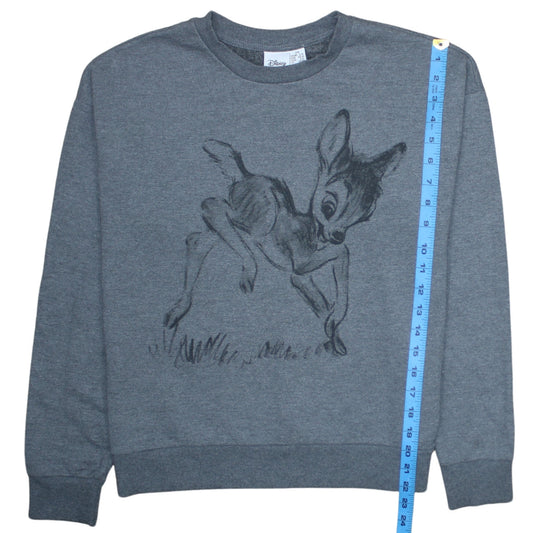 Disney Women Grey Bambi Sweatshirt XS Crew Neck Pullover