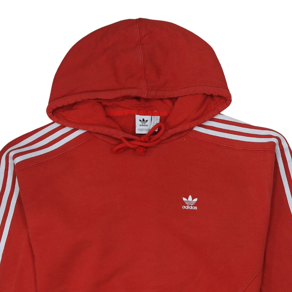 Additional view of Adidas Women's Red Hooded Pullover Hoodie UK 8 with White Stripes
