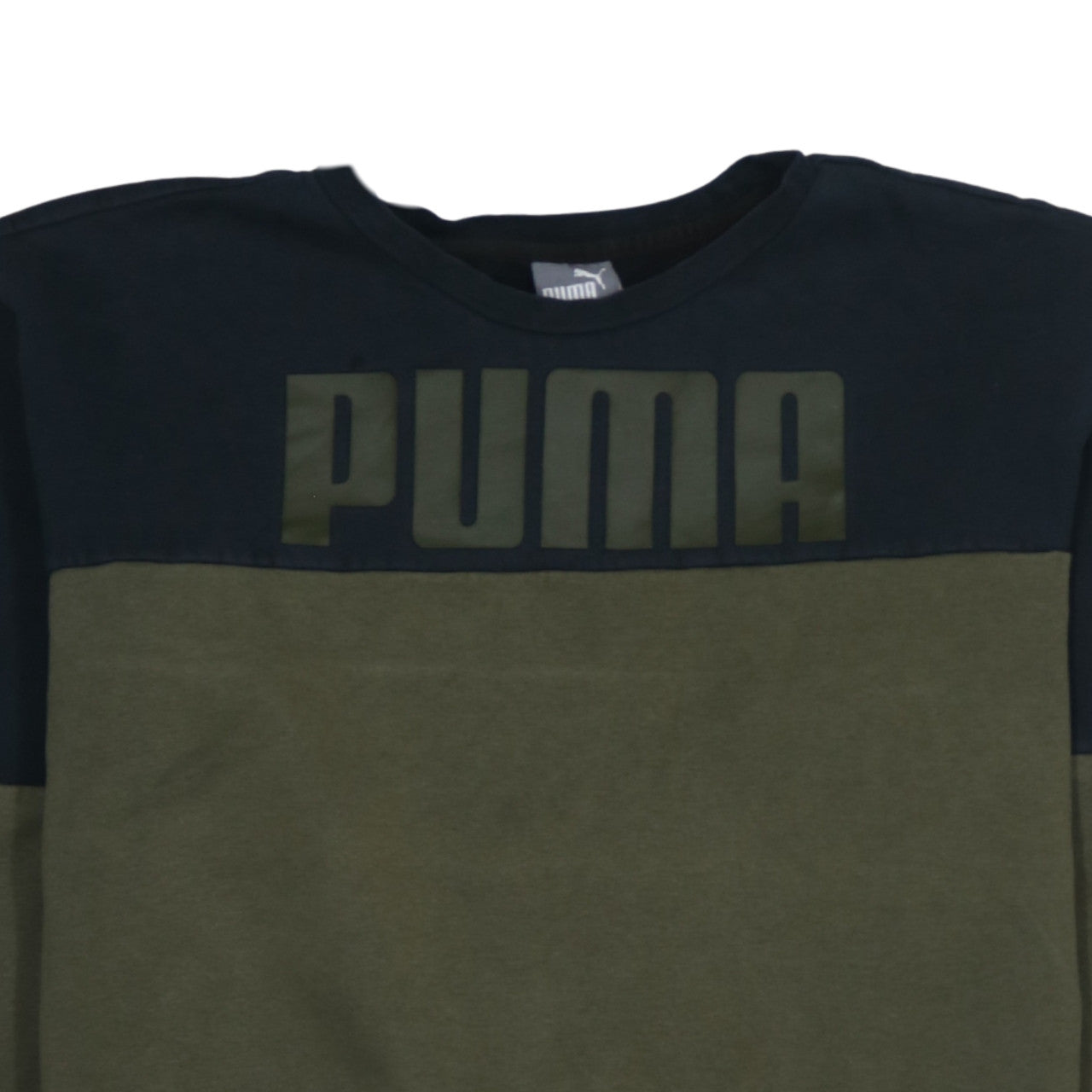 Puma Men's Green Pullover Sweatshirt M Regular Fit Logo Crew Neck