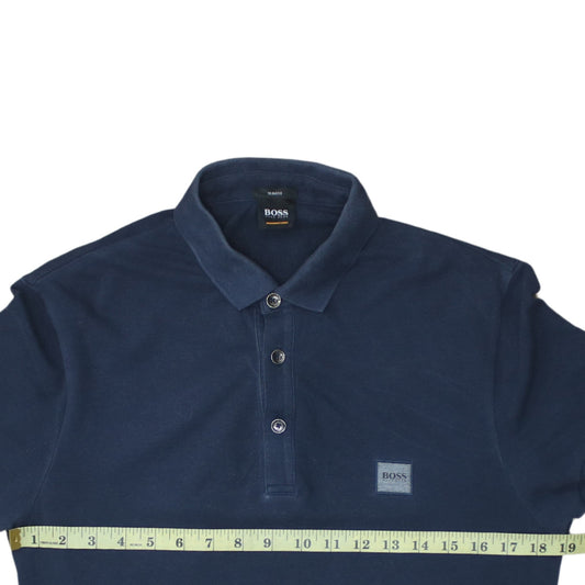 Hugo Boss Men's Blue Slim Fit Short Sleeve Polo Shirt M