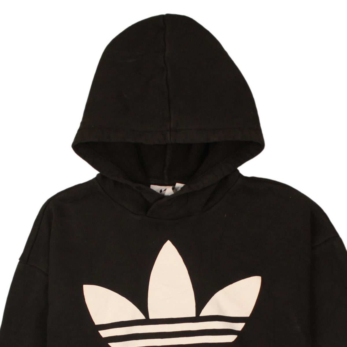 Brand and care label for Adidas Men's Black XS Pullover Hoodie with Trefoil Logo