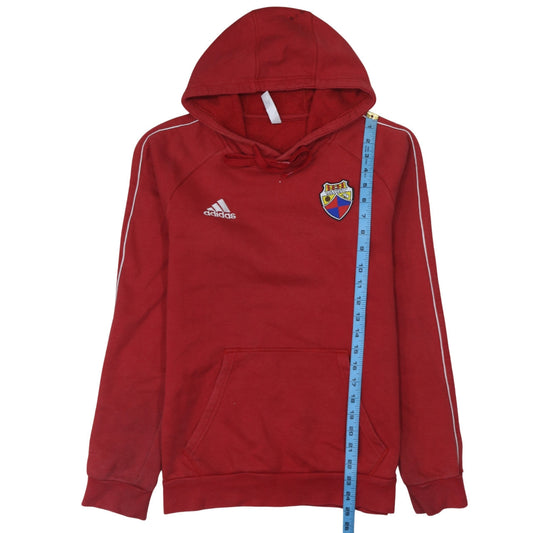 Adidas Men's Red Pullover Hoodie Small Embroidered Sports Style