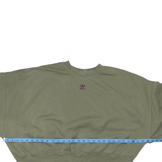 Adidas Women Khaki Green Crew Neck Pullover Sweatshirt Size 22