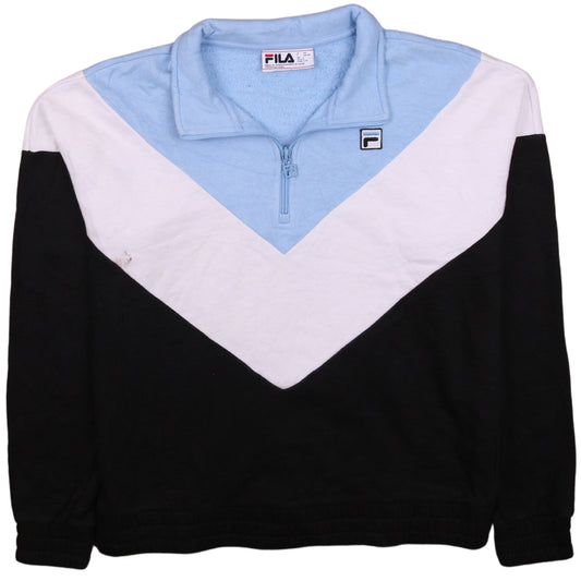 FILA Mens Multicoloured 1/2 Zip Sweatshirt L Colour Block Fleece Top