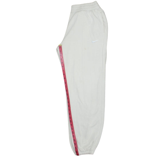 Nike Women's White Fleece Sweatpants Small Elastic Waist Logo