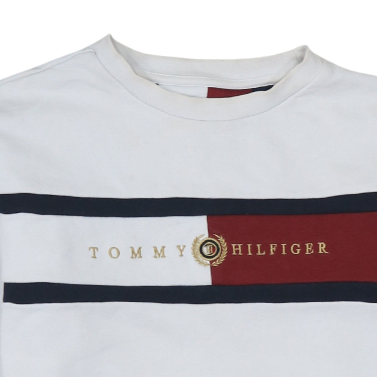 Additional view of Tommy Hilfiger boys’ white colourblock logo sweatshirt, size 152, pullover