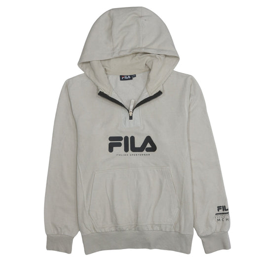 FILA Mens Beige 1/2 Zip Hoodie Medium Regular Fit Sportswear