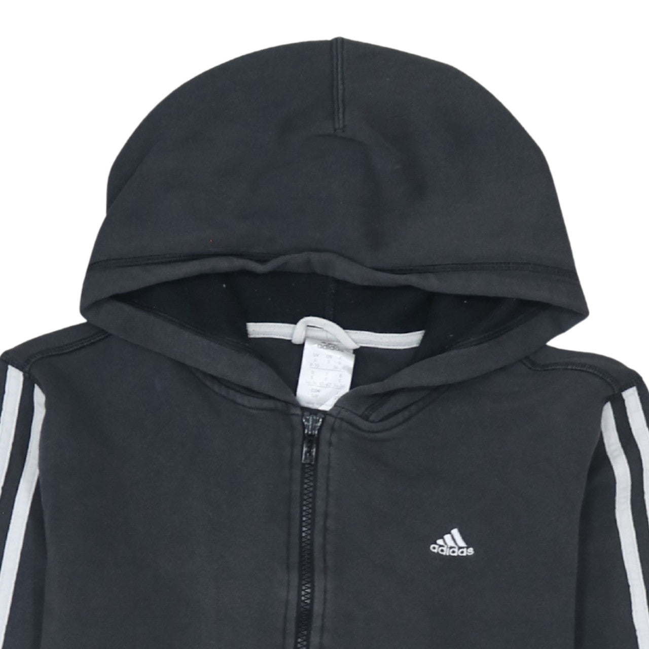 Adidas Women Black Full Zip Hoodie S Hooded Sweatshirt 8-10 UK