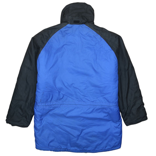 Adidas Men's Blue Black XL Football Parka Jacket Hooded Windproof
