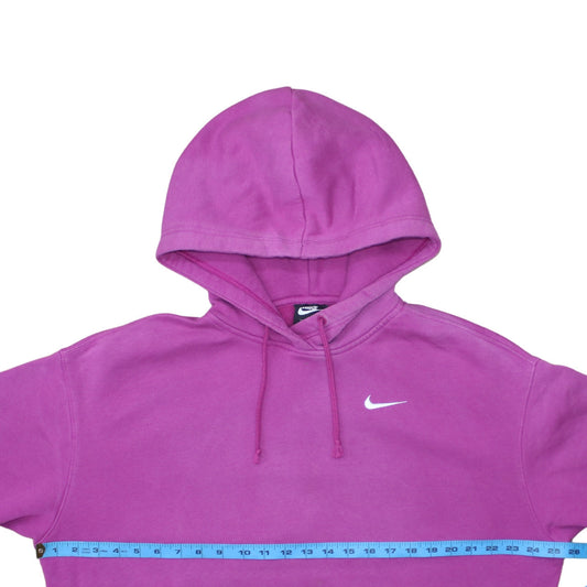 Nike Womens Pink Pullover Hoodie Medium Cotton Blend Logo Sweatshirt