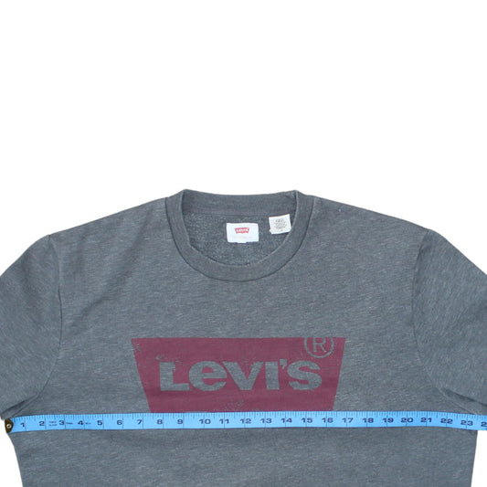 Levi's Men's Grey Logo Crew Neck Pullover Sweatshirt Size L