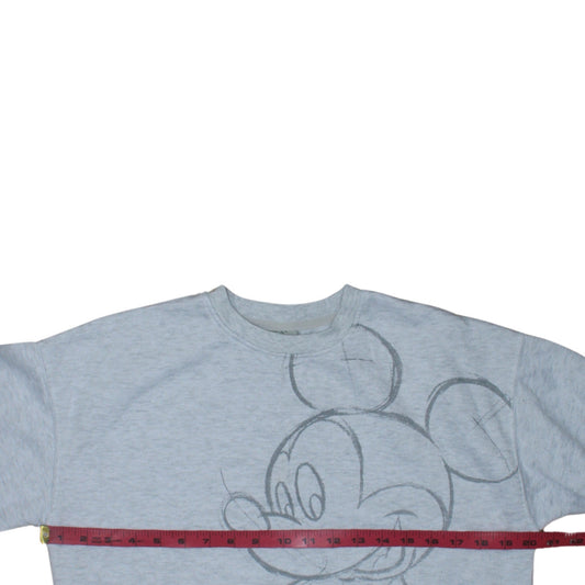 Disney Women Grey Mickey Mouse Pullover Sweatshirt Size 2XS