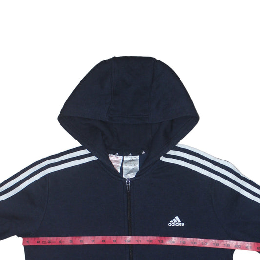 Adidas Boys Blue Full Zip Hoodie 13-14 Years Regular Fit Sportswear