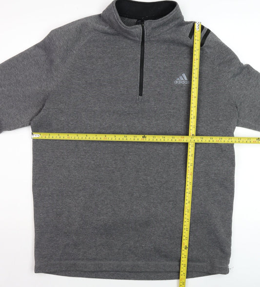 Adidas Men Grey Golf 1/2 Zip Mock Neck Fleece Sweatshirt L