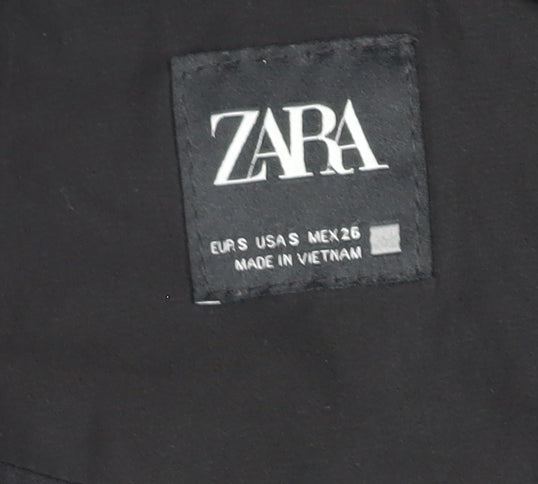 ZARA Women’s Black Puffer Jacket Hooded Short Size S