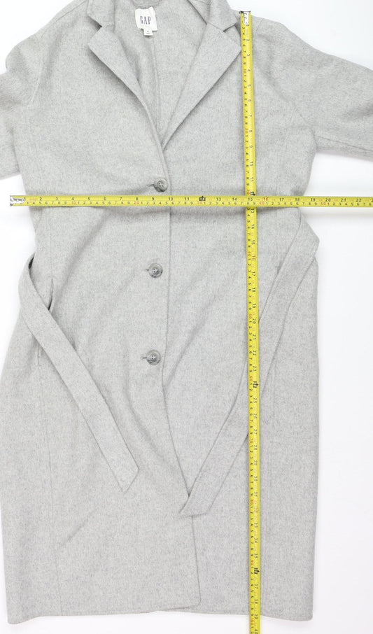 GAP Women’s Grey Wool Blend Long Belted Overcoat Size M