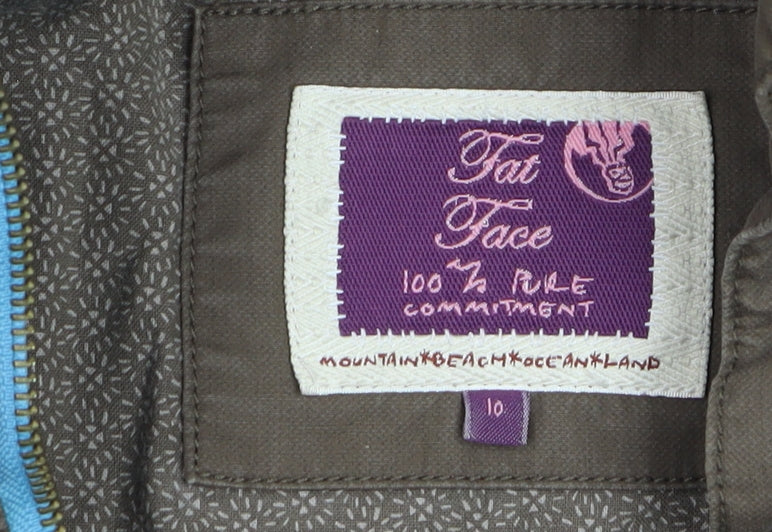 Fat Face Women's Brown Puffer Waistcoat Size 10 Cotton Lined
