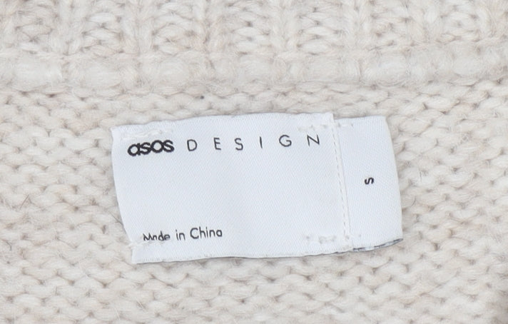 Additional view of ASOS DESIGN Women's Beige Chunky-Knit V-Neck jumper, size S