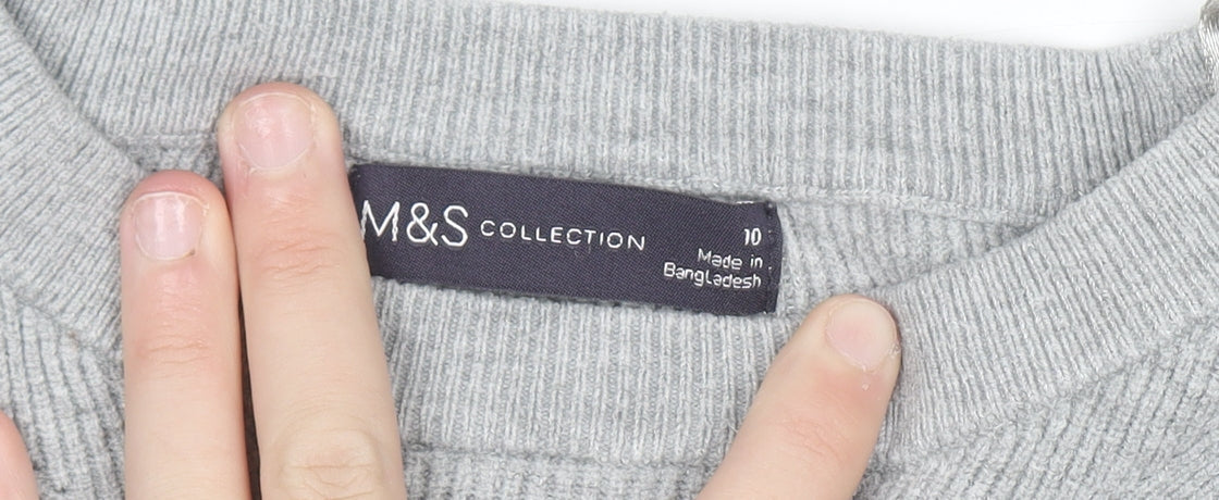Marks and Spencer Women Grey Crew Neck Long Sleeve Pullover Jumper Size 10