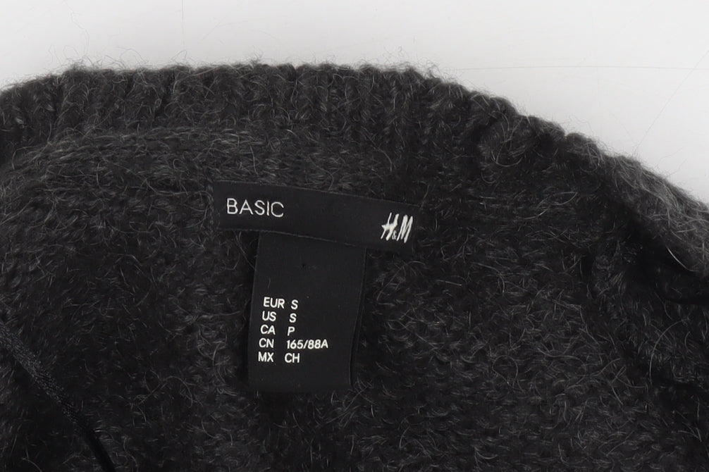 H&M Women’s Black Chunky Knit Mohair Blend Long Cardigan Size S