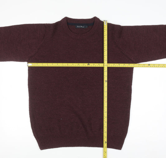 James Pringle Men's Brown Acrylic Crew Neck Jumper Size S
