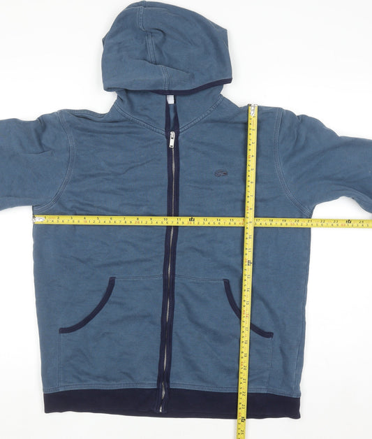 Lacoste Women Blue Full Zip Hoodie Size 16 Cotton Blend