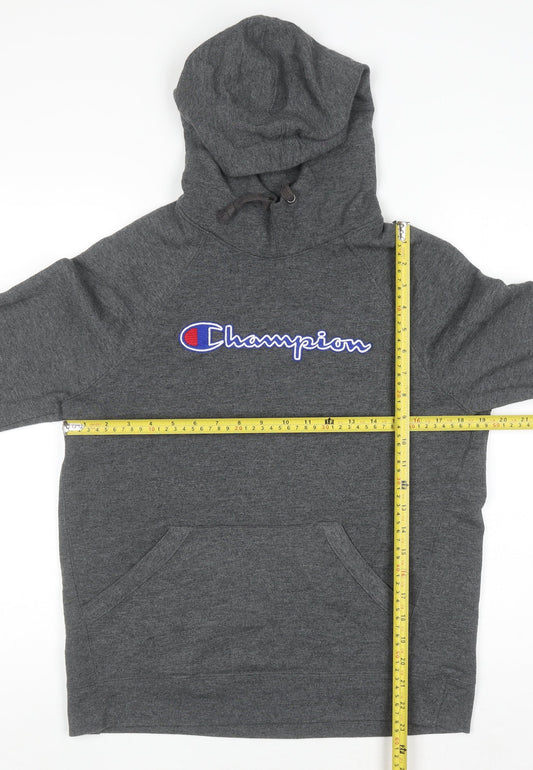 Champion Men's Grey Pullover Hoodie Small Embroidered Logo