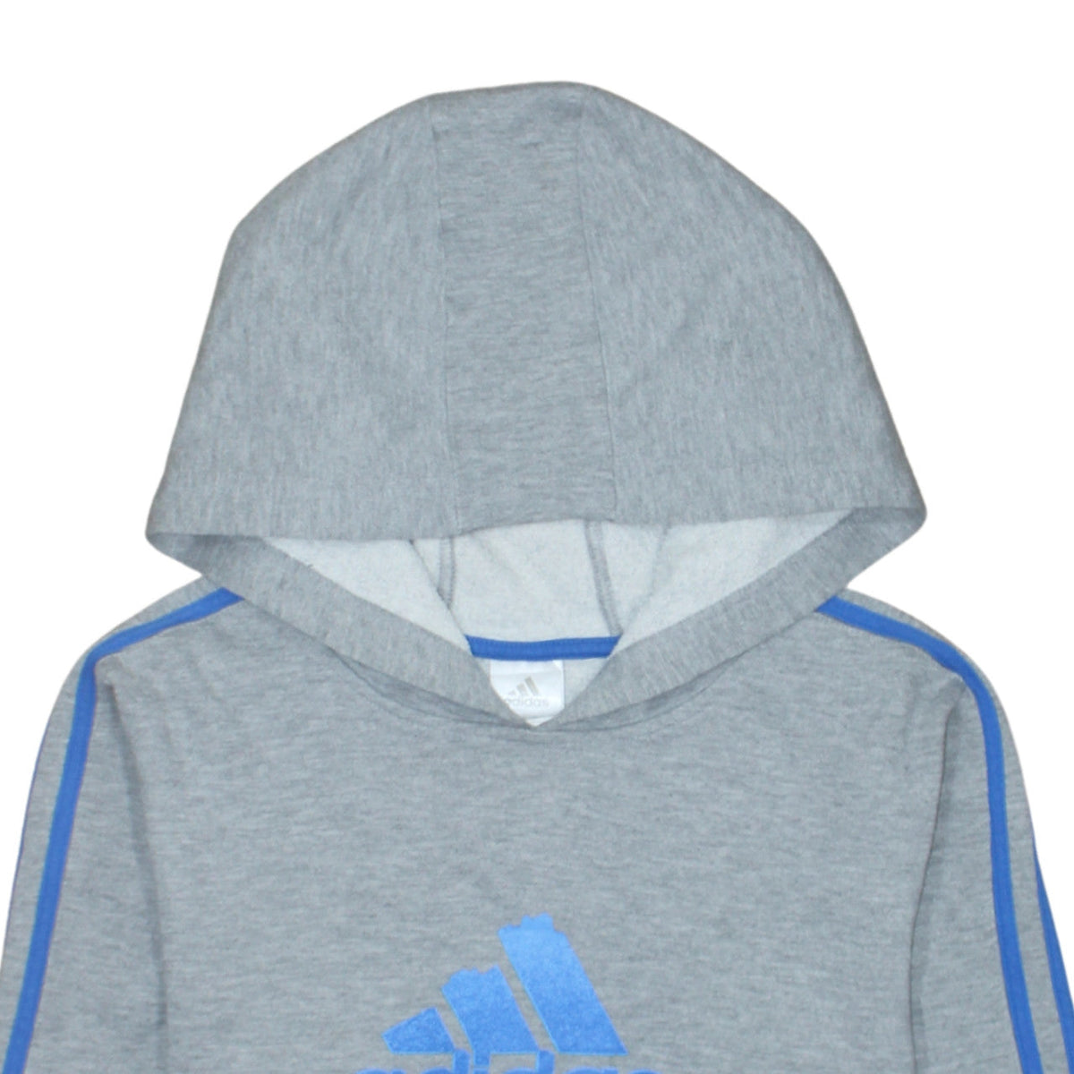 Additional view of Adidas boys’ grey pullover hoodie, size L, sports graphic fleece sweatshirt