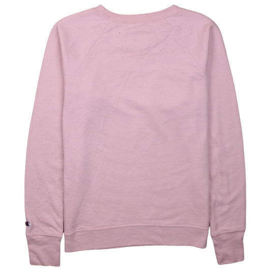 Champion Women Pink Logo Crew Neck Pullover Sweatshirt Size S