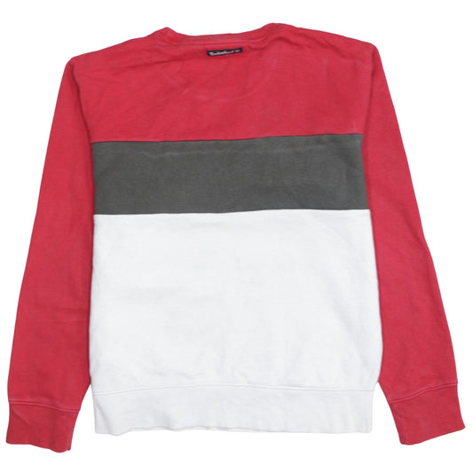 Timberland Men’s Red White Logo Crew Neck Pullover Sweatshirt Size S
