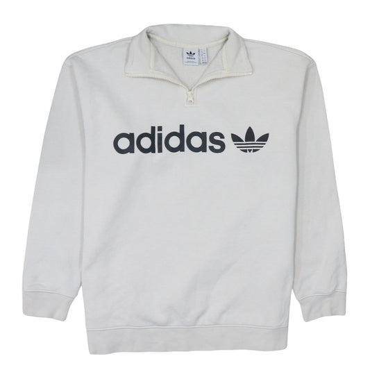Adidas Women’s Ivory 1/4 Zip Pullover Sweatshirt UK 12