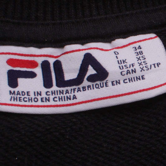 FILA Men's Black XS Pullover Sweatshirt Crew Neck Logo Fleece