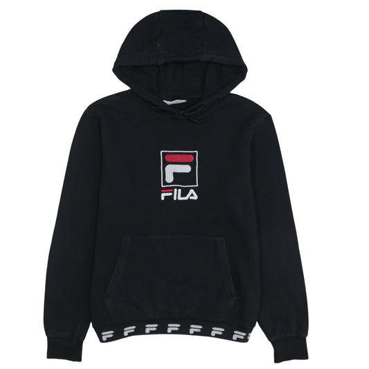 FILA Men's Black XS Pullover Hoodie Embroidered Logo Cotton Blend