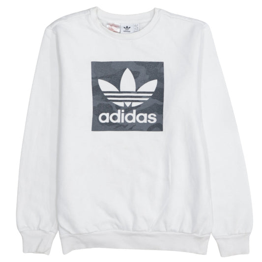 Adidas Boys White Crew Neck Graphic Sweatshirt Size 13-14 Years L