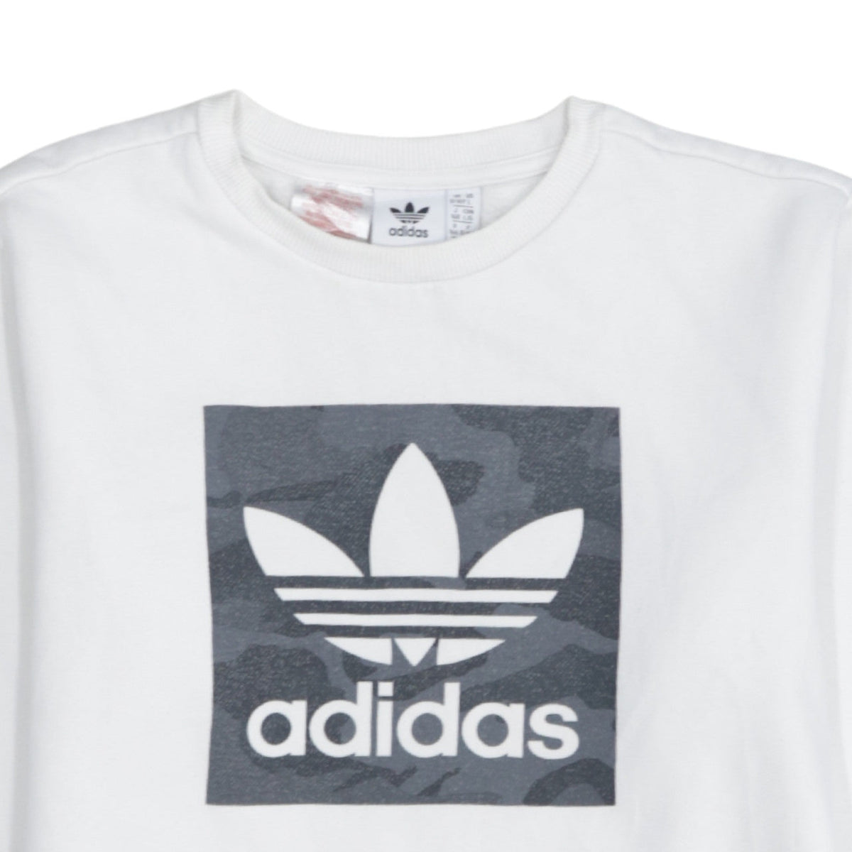 Additional view of Adidas boys’ white crew neck graphic sweatshirt, size 13-14, years l