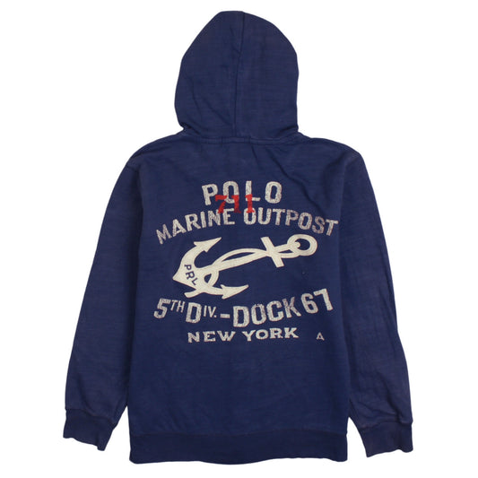 Polo Ralph Lauren Teens Blue Full Zip Hoodie M (10-12) Nautical Anchor Print