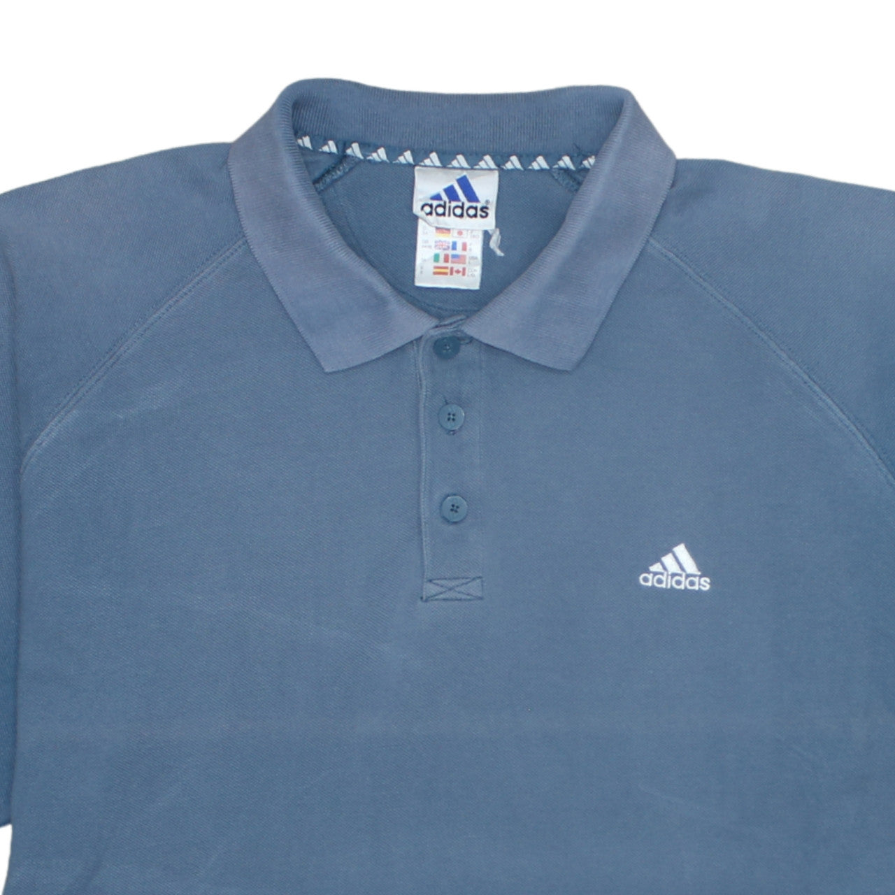 Adidas Mens Blue Cotton Polo Shirt Size L Short Sleeve
