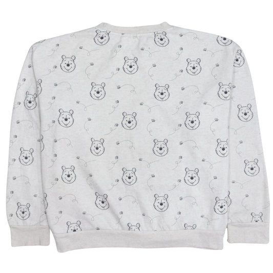 Disney Women Grey Winnie the Pooh Sweatshirt Size M Crew Neck Cotton Blend