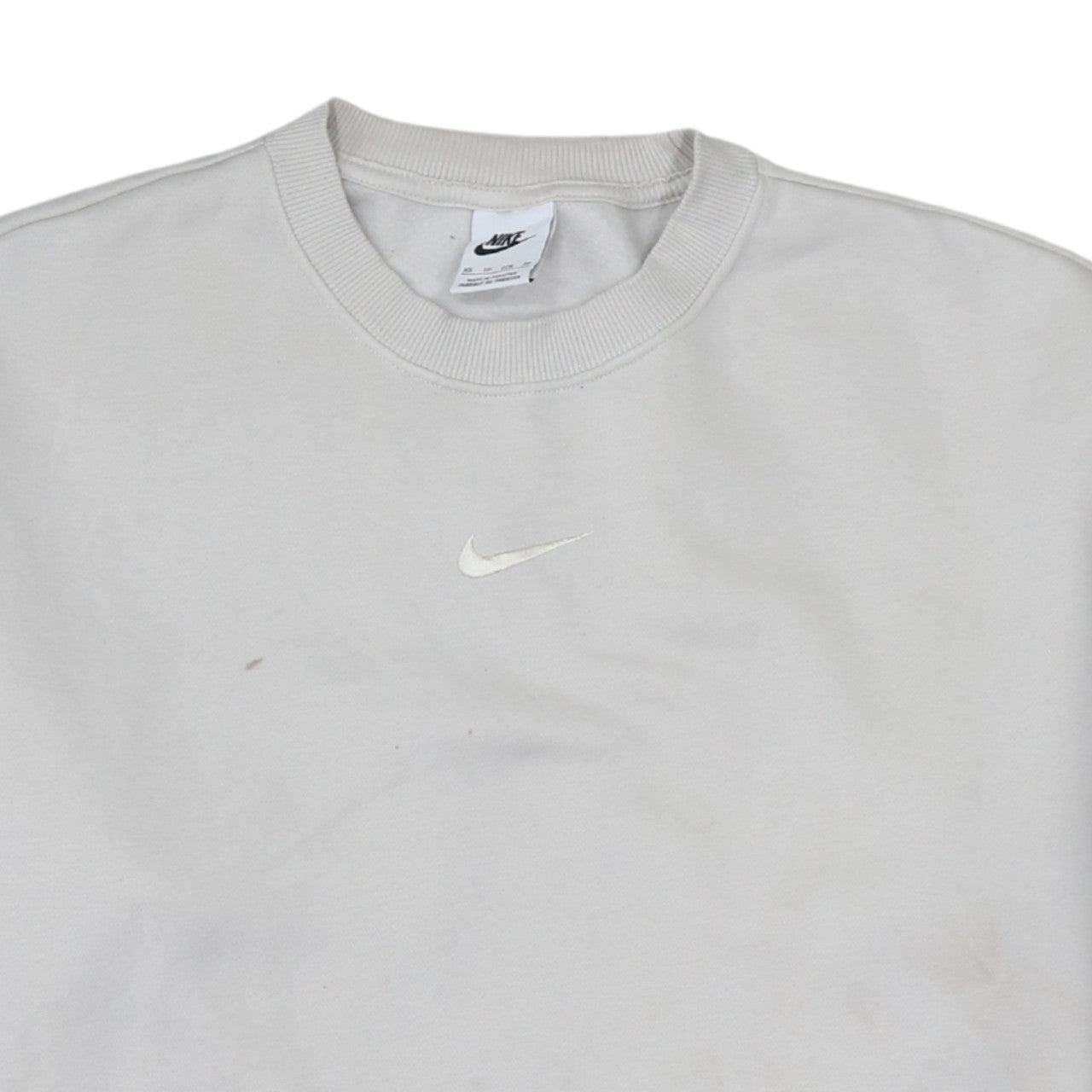 Nike Women Beige XS Pullover Crew Neck Sweatshirt Classic Logo
