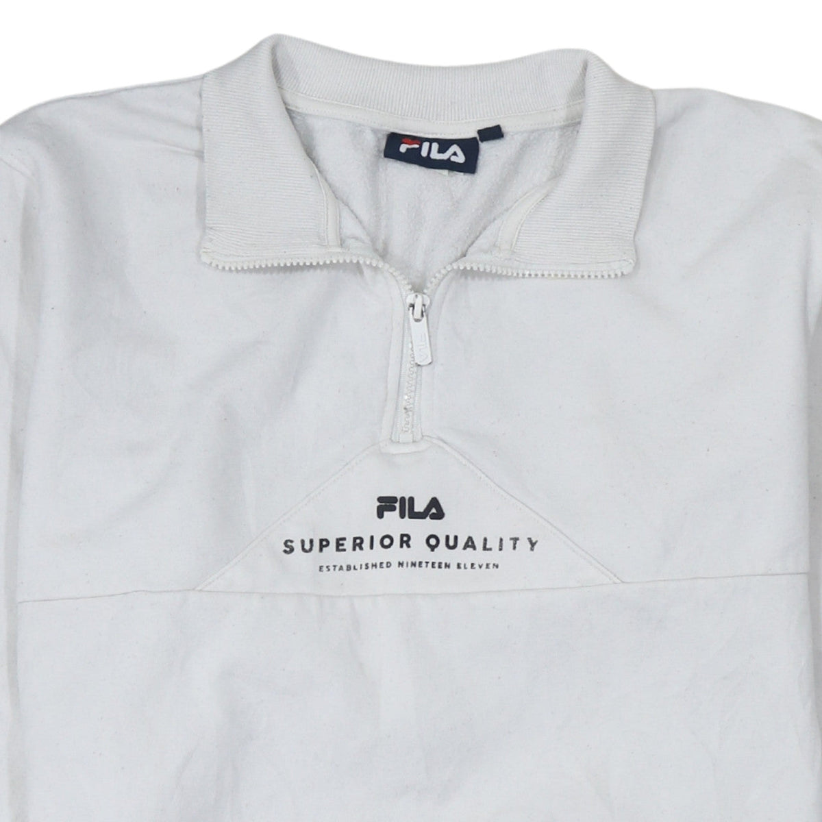 Additional view of Fila Women’s White 1/4 Zip Sweatshirt Medium Cotton Blend Pullover