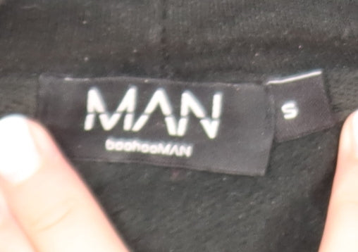 Additional view of boohooMAN Men's Black Graphic Pullover Hoodie, size S